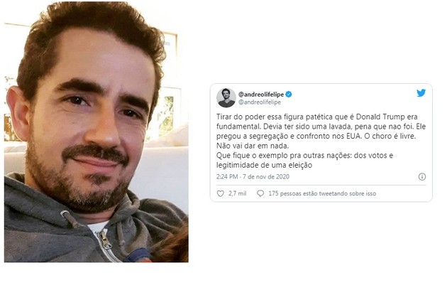 O apresentador Felipe Andreoli provocou Donald Trump e seus eleitores: ''O choro é livre' (Foto: Reprodução/Instagram)