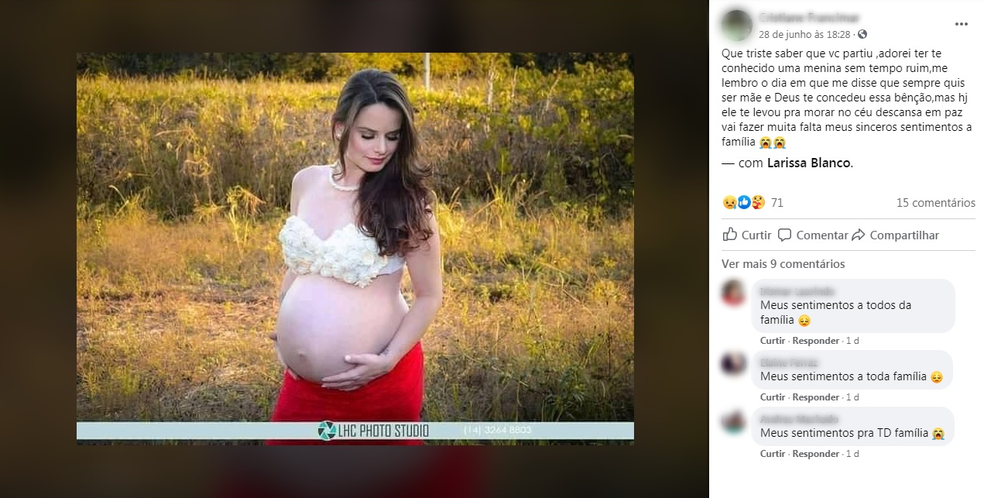 Gestante de gêmeos, de 23 anos, morreu após complicações no parto de emergência — Foto: Facebook/Reprodução