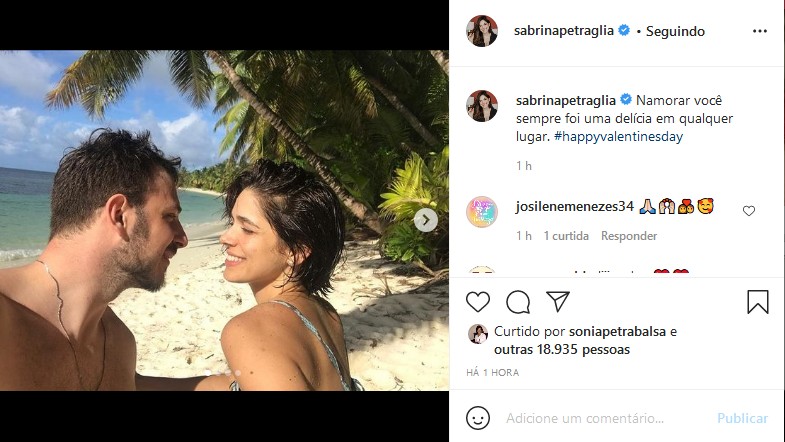 Sabrina Petraglia se declara para o marido, Ramón Velázquez (Foto: Reprodução/Instagram)
