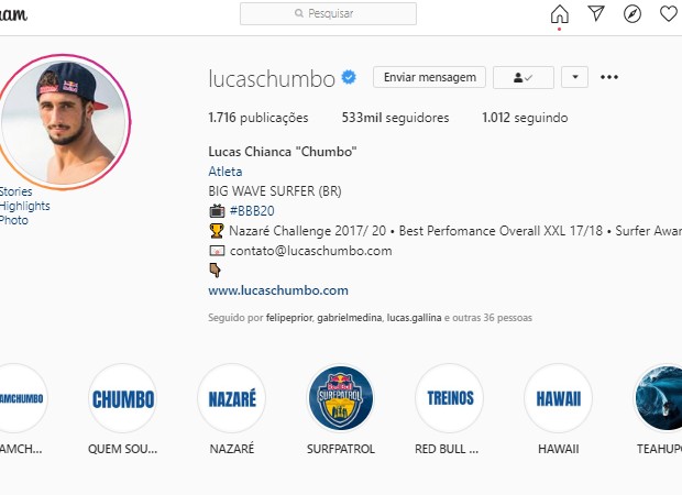 Perfil de Lucas Chumbo (Foto: Reprodução/Instagram)