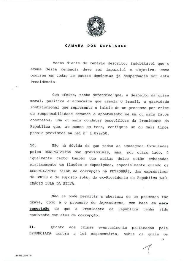 15 - Leia íntegra da decisão de Cunha que abriu processo de impeachment (Foto: Reprodução)