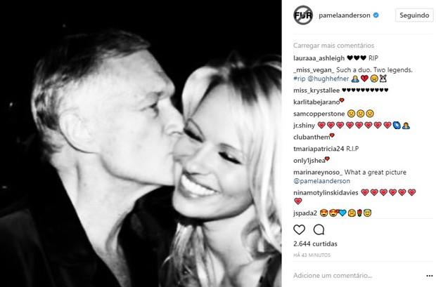 Pamela Anderson lamenta morte de Hugh Hefner (Foto: Reprodução/Instagram)