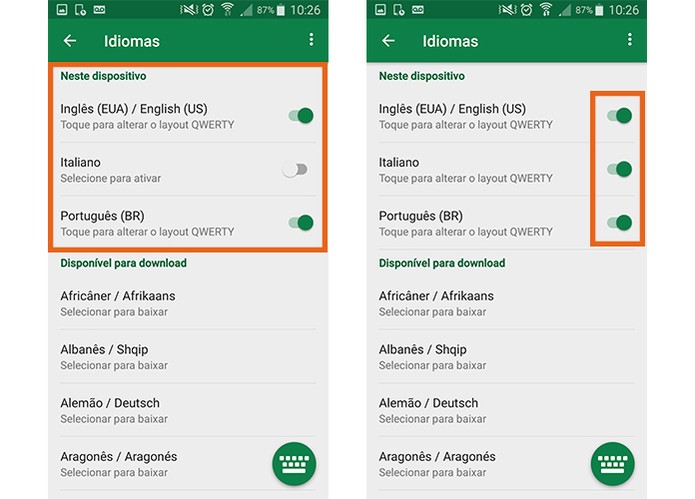 Baixe o idioma para adicionar no Swiftkey para Android (Foto: Reprodução/Barbara Mannara)