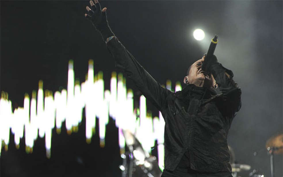 Chester Bennington, vocalista do Linkin Park, que mostrou novo disco no SWU (Foto: Flavio Moraes/G1)
