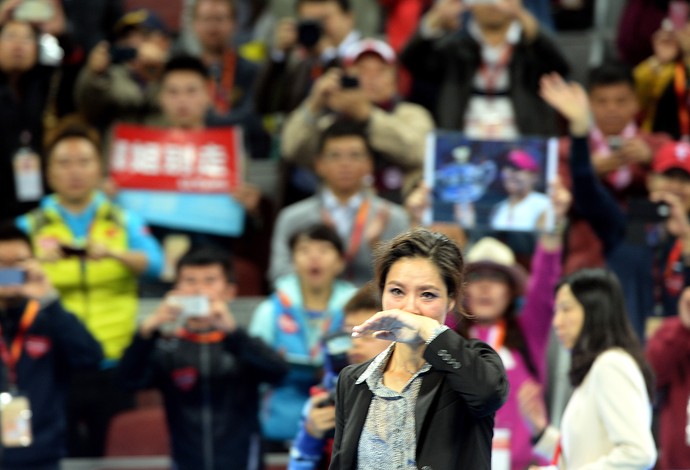 homenagem do ATP de Pequim à chinesa Na Li (Foto: AFP)