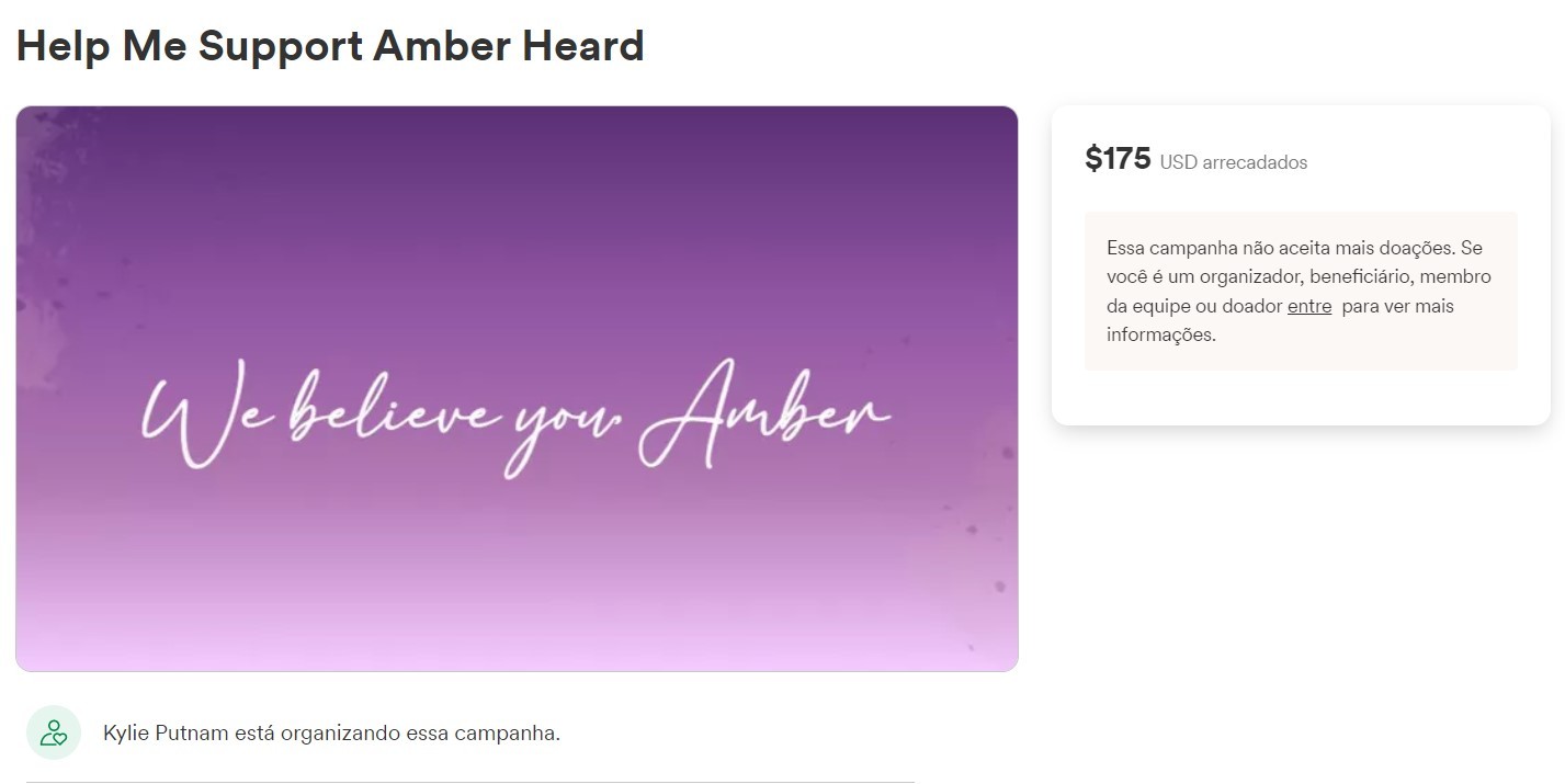 Campanha falsa arrecada 1M de dólares para ajudar Amber Heard a pagar Johnny Depp (Foto: reprodução/ TMS/ GoFoundMe)