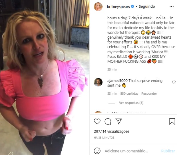 Britney Spears alfineta família nos seus 40 anos (Foto: Reprodução/Instagram)