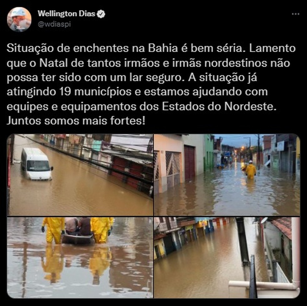 Governador da Paraíba se solidariza com povo baiano afetado pela chuva — Foto: Reprodução/TV Bahia 