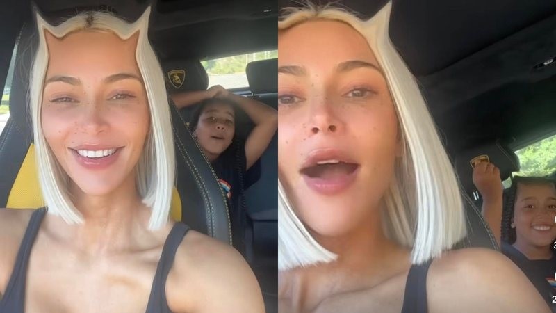 Kim Kardashian canta do North e Penelope no carro (Foto: Reprodução/Instagram )