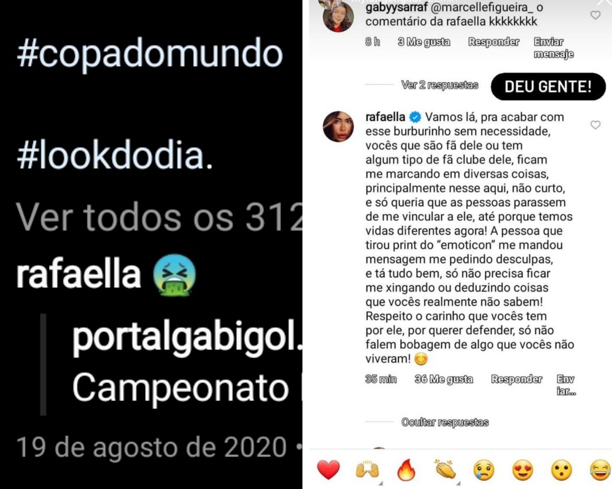 Rafaella Santos explica comentário sobre Gabigol em foto de fã-clube (Foto: Reprodução/Instagram)
