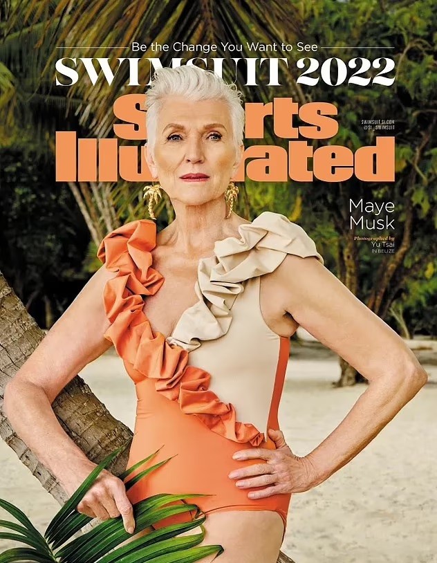 A edição da revista Sports Illustrated que contou com Maye Musk como capa (Foto: Divulgação)