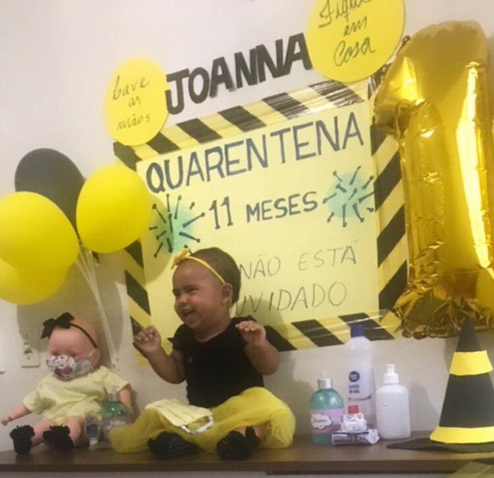 Bebê ganha festa com tema da quarentena em Teresina. — Foto: Juliana Brandim/Arquivo pessoal