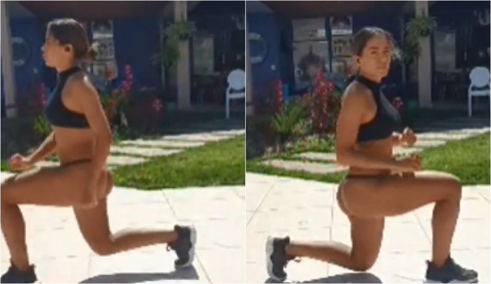 Anitta se exercita e usa biquíni e tênis — Foto: Reprodução/Instagram