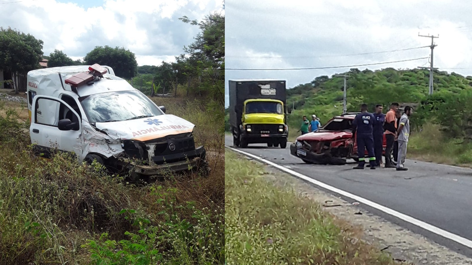 Acidente com ambulância que levava dois pacientes deixa feridos em Quiterianópolis, no Ceará