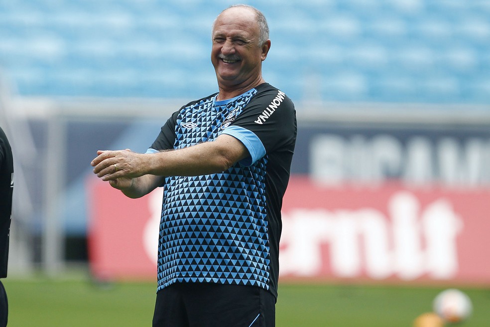 Felipão em sua última passagem pelo Grêmio, em 2015 — Foto: Lucas Uebel/Divulgação Grêmio
