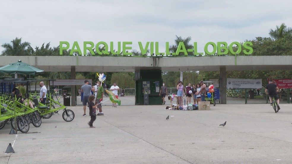 Entrada do Parque Villa-Lobos, em São Paulo.  — Foto: Reprodução/TV Globo