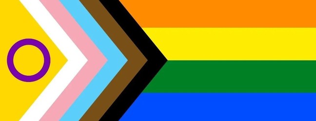 Novo arco-íris: Alguns grupos sugerem a adoção de um modelo mais inclusivo de bandeira — Foto: Reprodução