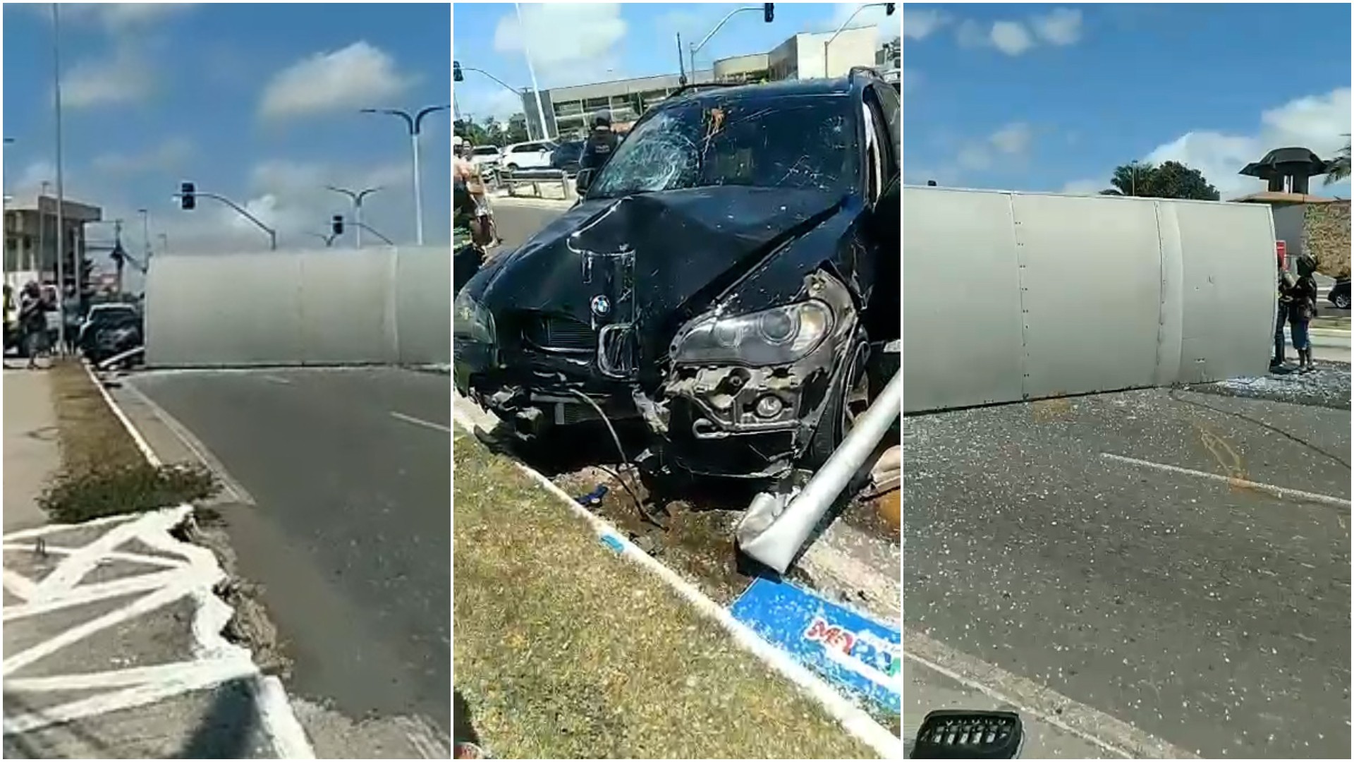 Motorista derruba parada de ônibus em acidente na Avenida dos Holandeses, em São Luís