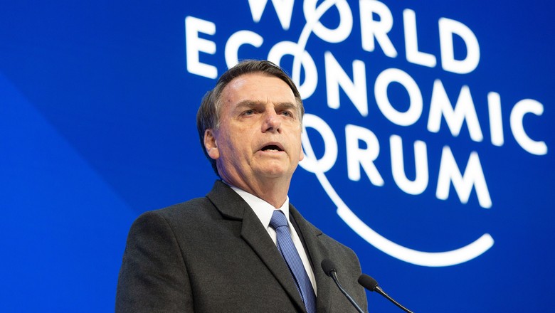 Jair Bolsonaro no Fórum Econômico Mundial em Davos, na Suíça (Foto: World Economic Forum / Christian Clavadetscher)