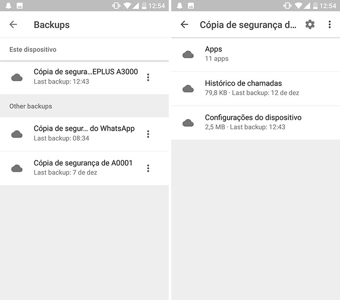 Google Drive pode mostrar cópias de segurança de backup de celulares e apps (Foto: Reprodução/Elson de Souza)
