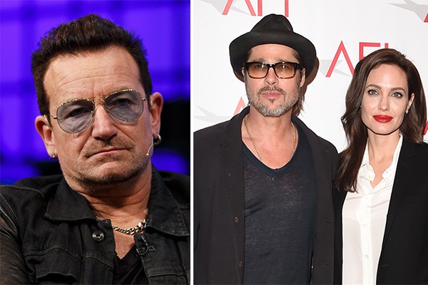 Angelina Jolie e Brad Pitt escolheram Bono, vocalista do U2, para ser padrinho dos gêmeos Knox e Vivienne (Foto: Getty Images)