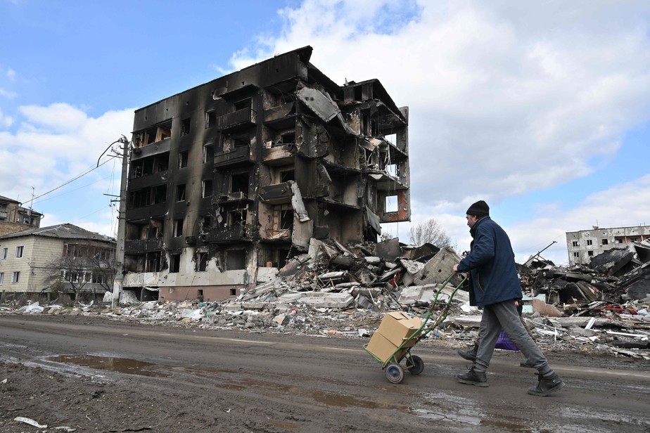Prédios destruídos em Borodianka, a noroeste de Kiev