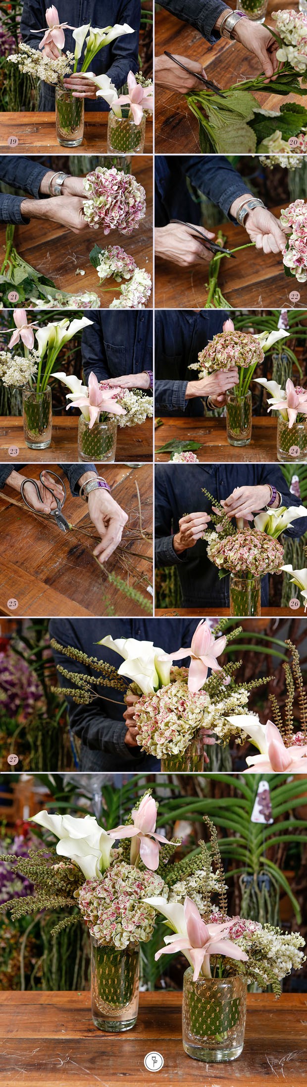 DIY: aprenda a fazer um arranjo de flores com hortênsias e callas (Foto: Julio Acevedo)