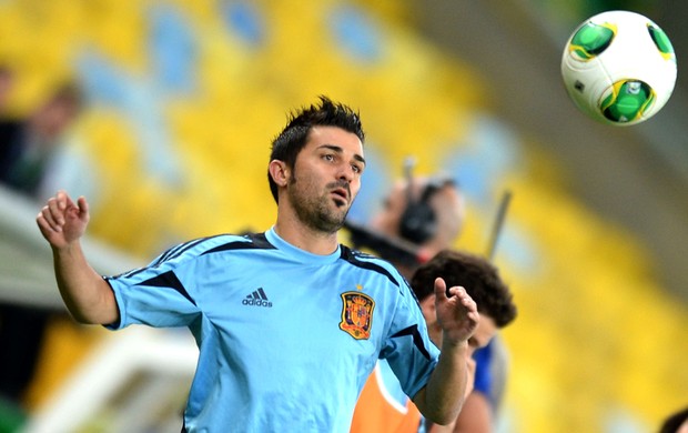 David Villa treino Espanha (Foto: AFP)