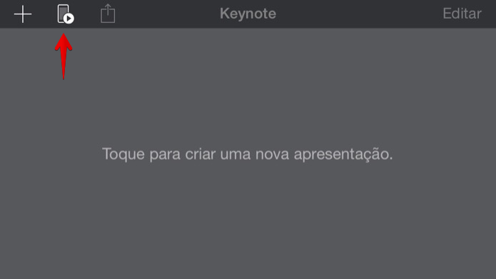 Abra o aplicativo do Keynote no iOS e toque no botão indicado (Foto: Reprodução/Helito Bijora) 