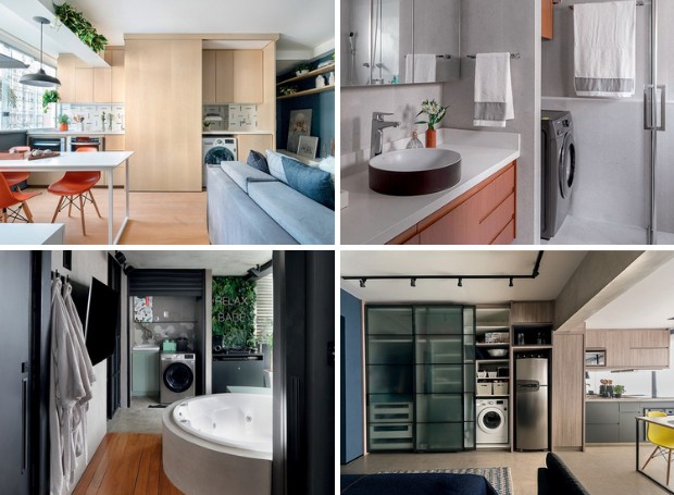 Especial reúne 14 ideias para camuflar a lavanderia em apartamentos pequenos (Foto: Divulgação | Montagem: Casa e Jardim)