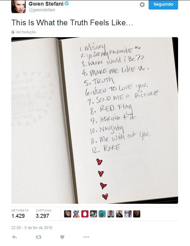 A lista de músicas do novo álbum de Gwen Stefani (Foto: Reprodução)