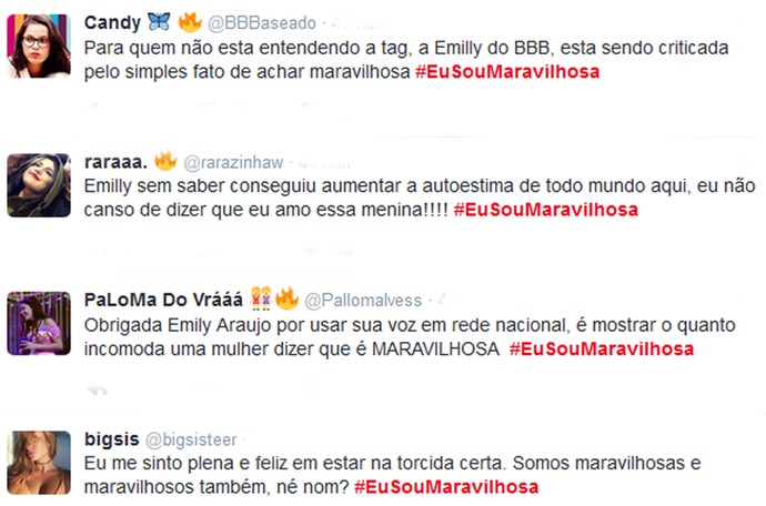 Internautas comentam declarações de Emilly (Foto: Reprodução da Internet/ Twitter)