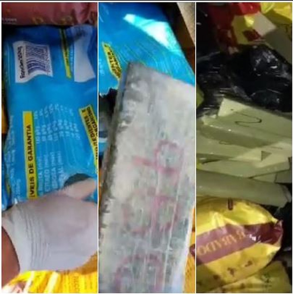 Droga estava escondida em carga de ração — Foto: Reprodução