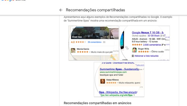 Google coleta recomendações dos usuários e utiliza como publicidade em parceiros (Foto: Reprodução)