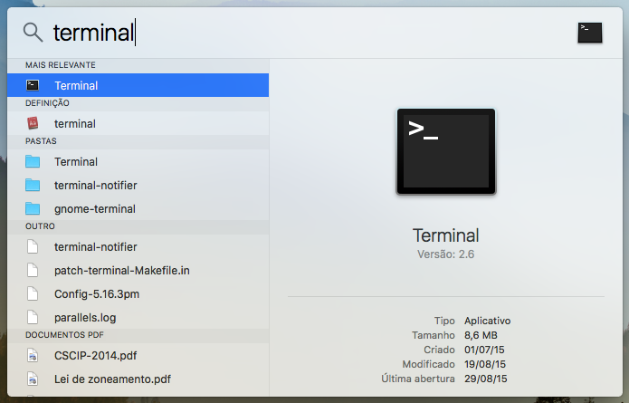 Abra o Terminal do Mac OS X (Foto: Reprodução/Helito Bijora) 