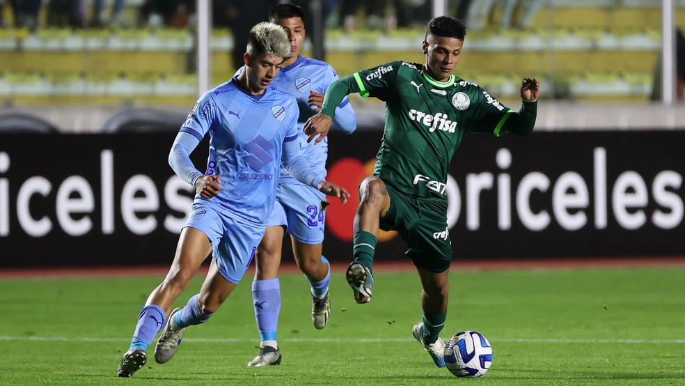 Richard Ríos em Bolívar x Palmeiras pela Libertadores — Foto: Cesar Greco/Palmeiras