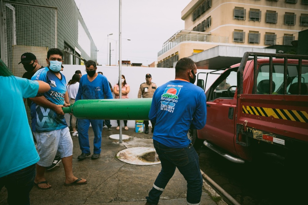 Principal foco de doações recebida por ações solidárias é conseguir oxigênio para o sistema de saúde de Manaus. — Foto: Tadeu Jr/Parceiros Brilhantes