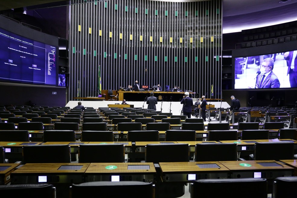 Plenário da Câmara esvaziado durante sessão virtual em dezembro de 2020 — Foto: Maryanna Oliveira/Câmara dos Deputados