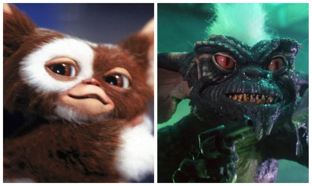 O mogwai Gizmo e um dos Gremlins dos filmes Gremlins (1984) e Gremlins 2 (1990) (Foto: Reprodução)