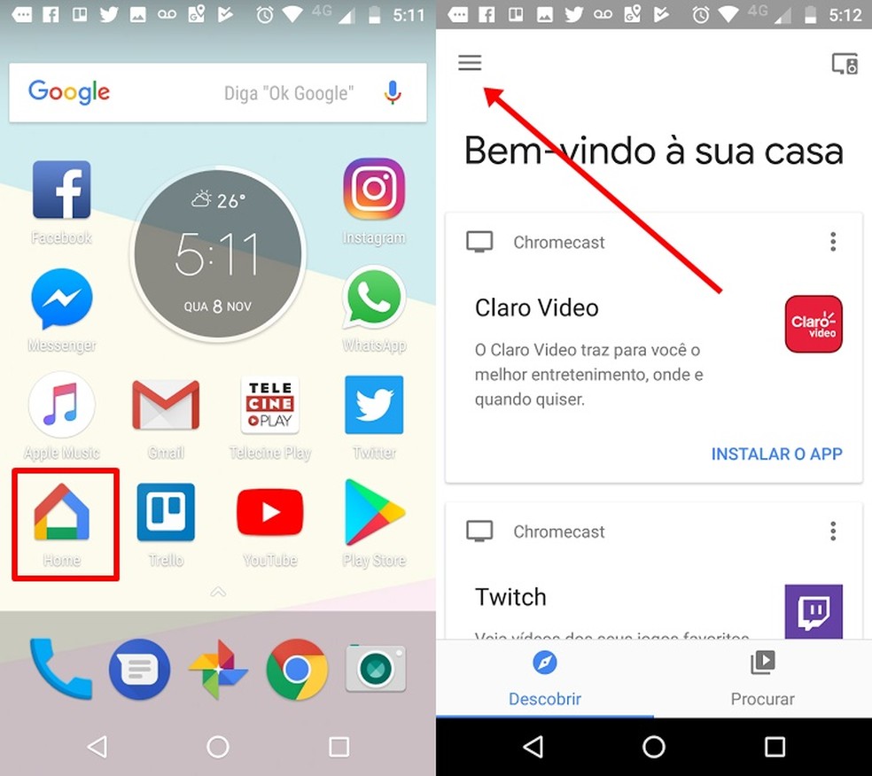 Abra o aplicativo Google Home em seu celular — Foto: Reprodução/Bruno Soares