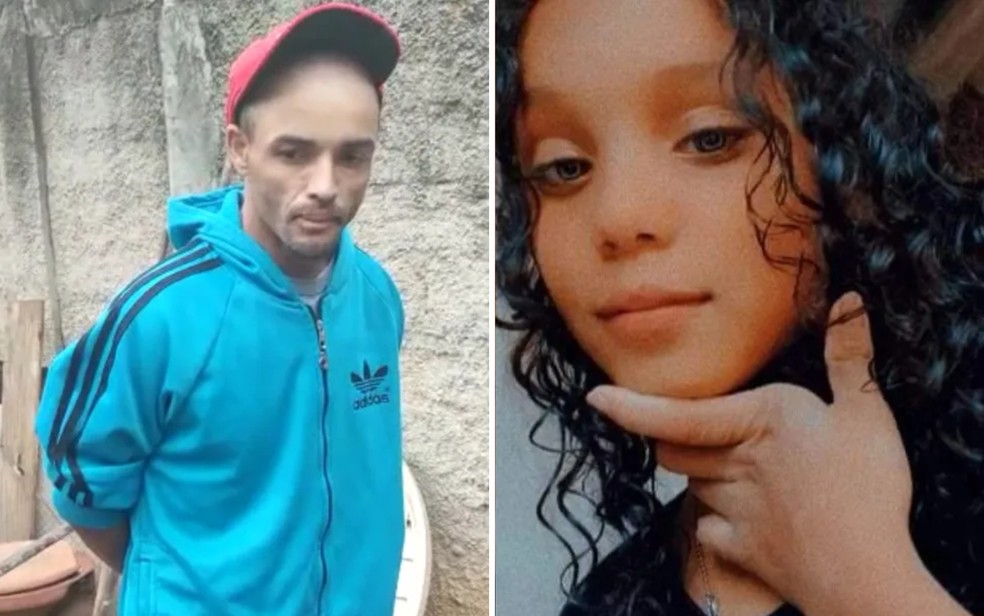 Reidimar Silva (à direita), suspeito de matar Luana Marcelo Alves (à direita), de 12 anos, em Goiânia, Goiás — Foto: Montagem/g1 e Reprodução/TV Anhanguera