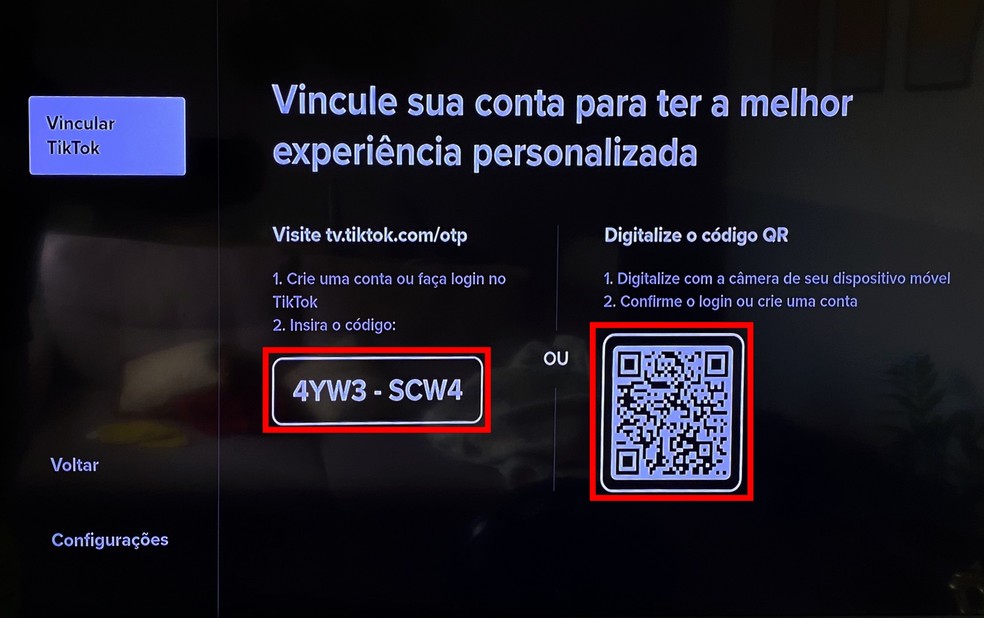 Sincronização das contas é feita por código alfanumérico ou via QR Code — Foto: Reprodução/Rodrigo Fernandes