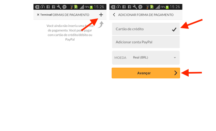 Adicionando um método de pagamento no Cabify para Android (Foto: Reprodução/Marvin Costa)