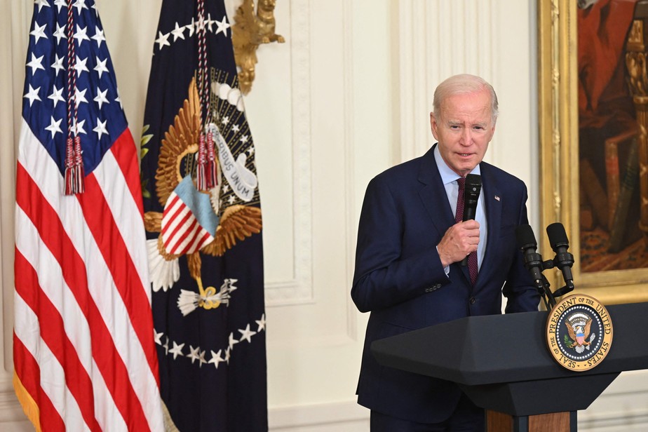 O presidente americano Joe Biden durante evento na Casa Branca