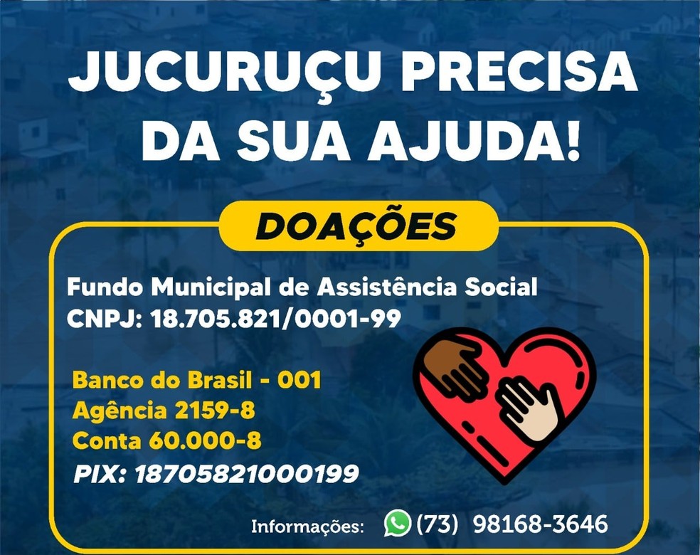 Campanhas arrecadam doações para desabrigados após fortes chuvas na Bahia — Foto: Divulgação