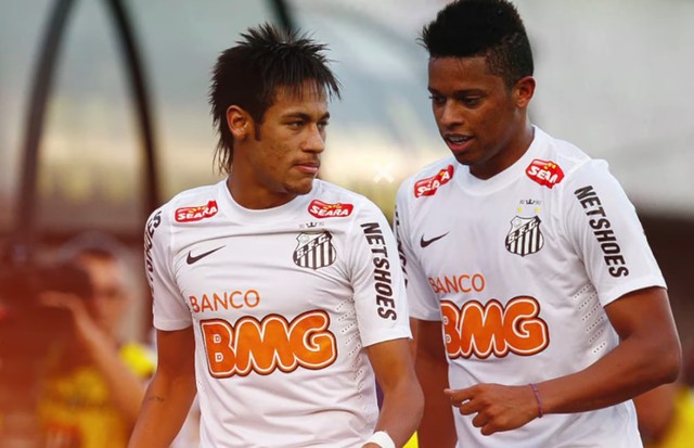 Neymar Jr e André (Foto: Reprodução-Ricardo Saibun / Santos FC)