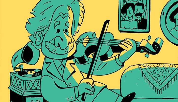 Einstein tinha uma grande paixão pela música e uma relação especial com o violino (Foto: Ilustração: Bernardo França)
