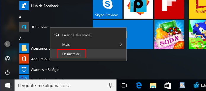 Descubra como remover a opção Desinstalar no menu iniciar do Windows 10 (Foto: Reprodução/Edivaldo Brito)