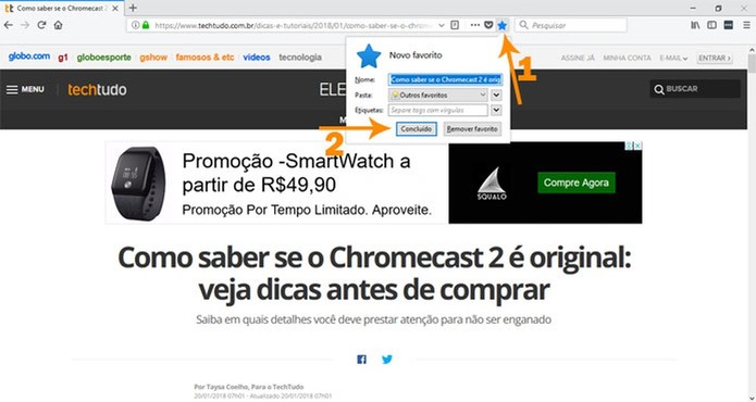 Se for muito importante, adicione aos Favoritos para ler depois e feche-a (Foto: Reprodução/Pedro Cardoso) Se for muito importante, adicione aos Favoritos para ler depois e feche-a (Foto: Reprodução/Pedro Cardoso)