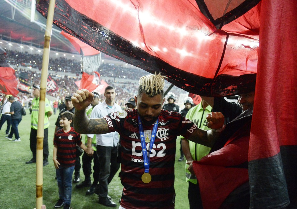 Flamengo comemora título de campeão brasileiro — Foto: André Durão